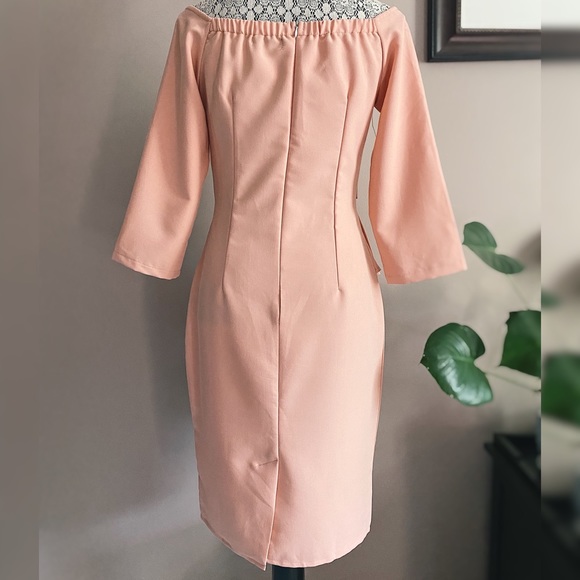 Pink Peplum Cocktail Dress - Picture 2 of 2